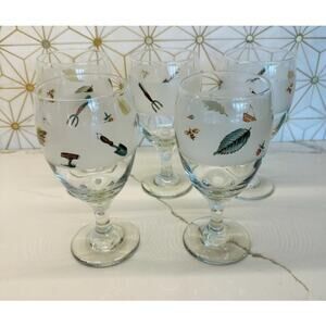Vintage Pfaltzgraff Naturewood Iced Tea Goblets | Set of 5 | Garden‎ Motif